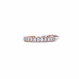 14 Karat White And Rose Gold Diamond Band With 13 Round Brilliant Cut Diamonds Prong Set With Approx 0.55 ctw Finger Size 6.5
