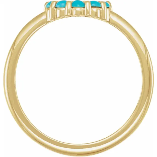 14K Yellow Natural Turquoise Cabochon Halo-Style Ring