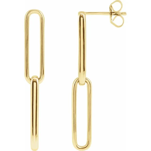 14K Yellow Elongated Flat Paperclip Earrings Priv e